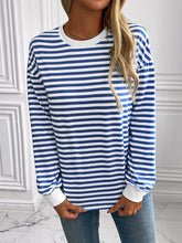Load image into Gallery viewer, Striped Round Neck Long Sleeve Shirt