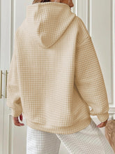 Load image into Gallery viewer, Textured Drawstring Drop Shoulder Hoodie