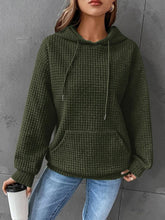Load image into Gallery viewer, Textured Drawstring Drop Shoulder Hoodie