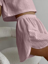 Load image into Gallery viewer, Eyelet Round Neck Top and Shorts Set