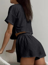 Load image into Gallery viewer, Eyelet Round Neck Top and Shorts Set