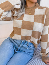 Load image into Gallery viewer, Checkered Mock Neck Sweater