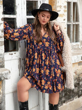 Load image into Gallery viewer, Curvy Floral V-Neck Balloon Sleeve Dress