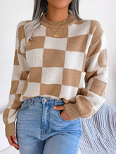 Load image into Gallery viewer, Checkered Mock Neck Sweater