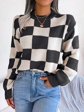 Load image into Gallery viewer, Checkered Mock Neck Sweater