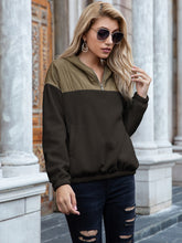 Load image into Gallery viewer, Pocketed Color Block Quarter Zip Hoodie