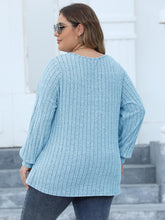 Load image into Gallery viewer, Curvy Ribbed V-Neck Long Sleeve Top