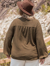 Load image into Gallery viewer, Curvy Tie Neck Long Sleeve Blouse