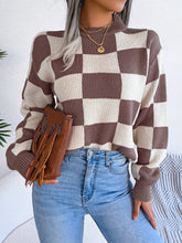 Load image into Gallery viewer, Checkered Mock Neck Sweater