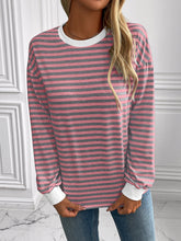 Load image into Gallery viewer, Striped Round Neck Long Sleeve Shirt