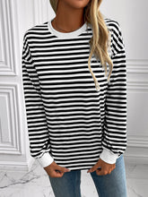 Load image into Gallery viewer, Striped Round Neck Long Sleeve Shirt