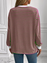 Load image into Gallery viewer, Striped Round Neck Long Sleeve Shirt