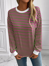 Load image into Gallery viewer, Striped Round Neck Long Sleeve Shirt