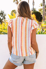 Load image into Gallery viewer, Striped Ruffled Sleeved Top