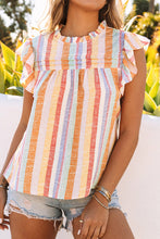 Load image into Gallery viewer, Striped Ruffled Sleeved Top
