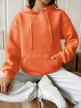 Load image into Gallery viewer, Textured Drawstring Drop Shoulder Hoodie