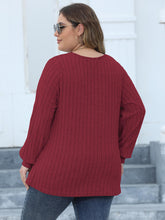 Load image into Gallery viewer, Curvy Ribbed V-Neck Long Sleeve Top