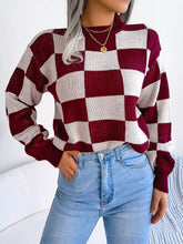 Load image into Gallery viewer, Checkered Mock Neck Sweater