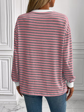 Load image into Gallery viewer, Striped Round Neck Long Sleeve Shirt