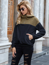 Load image into Gallery viewer, Pocketed Color Block Quarter Zip Hoodie
