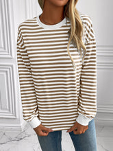Load image into Gallery viewer, Striped Round Neck Long Sleeve Shirt