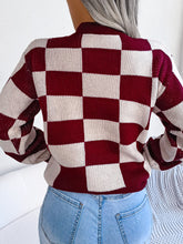 Load image into Gallery viewer, Checkered Mock Neck Sweater