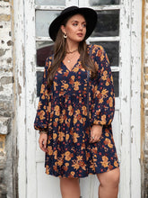 Load image into Gallery viewer, Curvy Floral V-Neck Balloon Sleeve Dress
