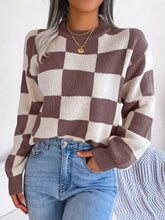 Load image into Gallery viewer, Checkered Mock Neck Sweater