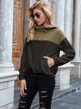 Load image into Gallery viewer, Pocketed Color Block Quarter Zip Hoodie