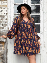 Load image into Gallery viewer, Curvy Floral V-Neck Balloon Sleeve Dress