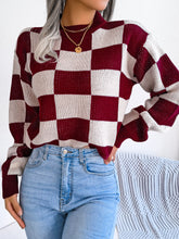 Load image into Gallery viewer, Checkered Mock Neck Sweater
