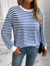 Load image into Gallery viewer, Striped Round Neck Long Sleeve Shirt