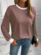 Load image into Gallery viewer, Striped Round Neck Long Sleeve Shirt