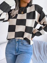 Load image into Gallery viewer, Checkered Mock Neck Sweater