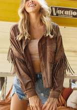 Load image into Gallery viewer, Tassel Fringe Faux Suede Jacket