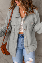 Load image into Gallery viewer, Flap Pockets Button Front Teddy Coat