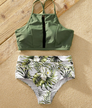 Load image into Gallery viewer, Tropical Olive Mom & Boy Swimwear