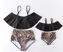 Load image into Gallery viewer, Leopard Me Ruffles 2pc Mom & Mini Swimsuit