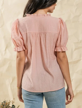 Load image into Gallery viewer, Front Lace Yoke Woven Top