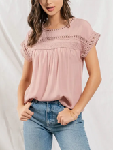 Load image into Gallery viewer, Lace Trim Woven Top