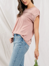 Load image into Gallery viewer, Lace Trim Woven Top