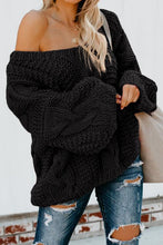 Load image into Gallery viewer, Bubblegum V-Neck Braided Knit Sweater