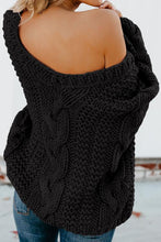 Load image into Gallery viewer, Bubblegum V-Neck Braided Knit Sweater