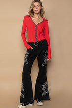 Load image into Gallery viewer, POL Raw Hem Embroidered Flare Pants
