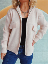 Load image into Gallery viewer, Zip Up Collared Neck Cardigan
