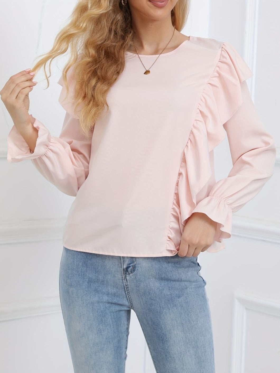 Ruffled Long Sleeve Blouse