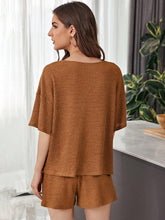 Load image into Gallery viewer, Waffle-Knit Dropped Shoulder Top and Shorts Set
