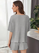 Load image into Gallery viewer, Waffle-Knit Dropped Shoulder Top and Shorts Set
