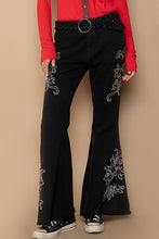 Load image into Gallery viewer, POL Raw Hem Embroidered Flare Pants
