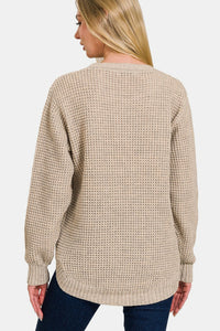 High Low Waffle Sweater